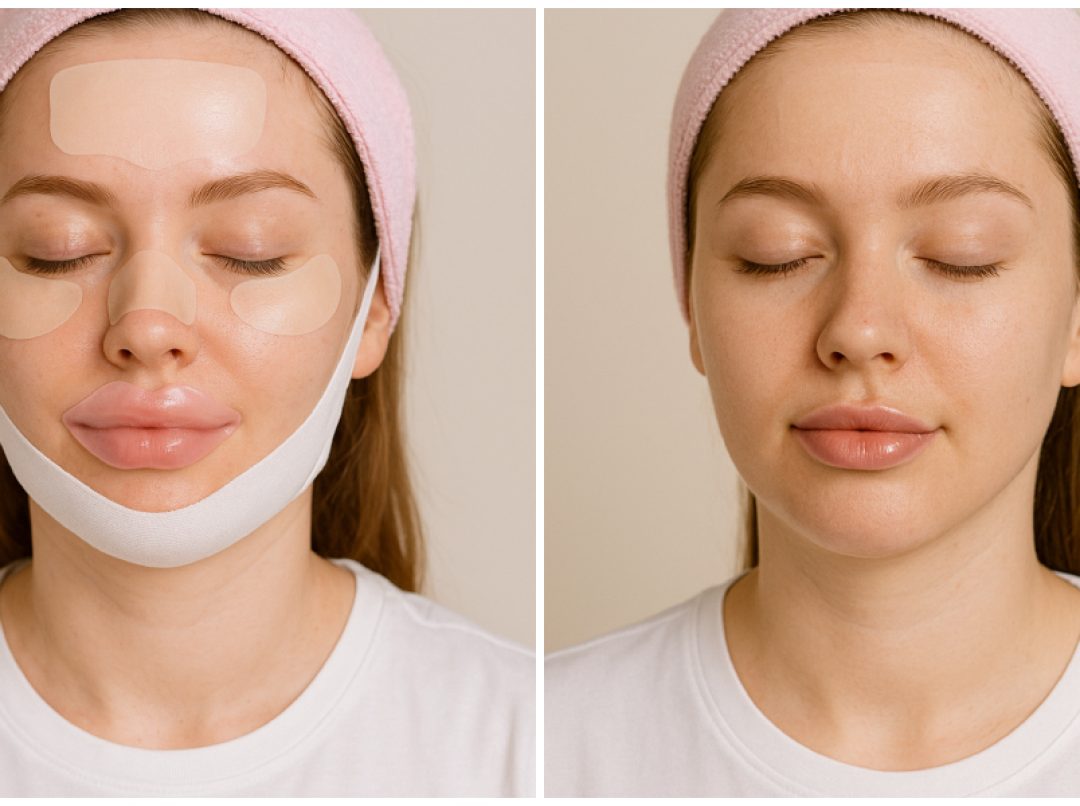 Morning shed: devojka sa flasterima protiv bora, trakom za podvaljak i maskom za usne